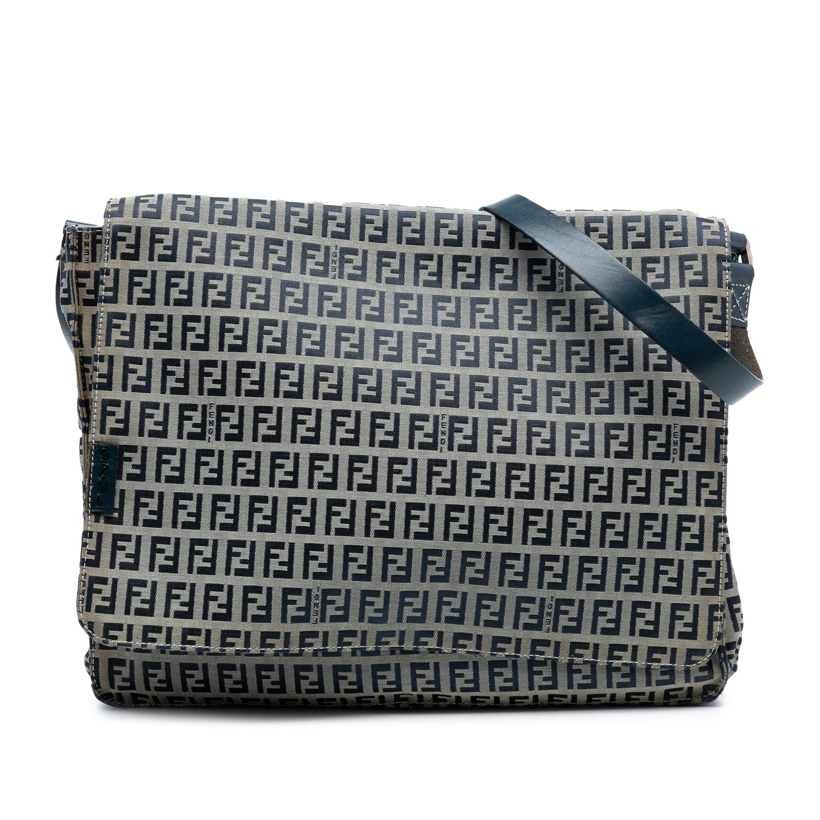 Fendi Zucchino Pattern Canvas Crossbody Bag with Leather Trim: Fendi Zucchino Pattern Canvas Crossbody Bag with Leather Trim This Fendi Zucchino Canvas Crossbody features a fabric body with leather trim, an adjustable flat leather strap, a flap with magnetic snap