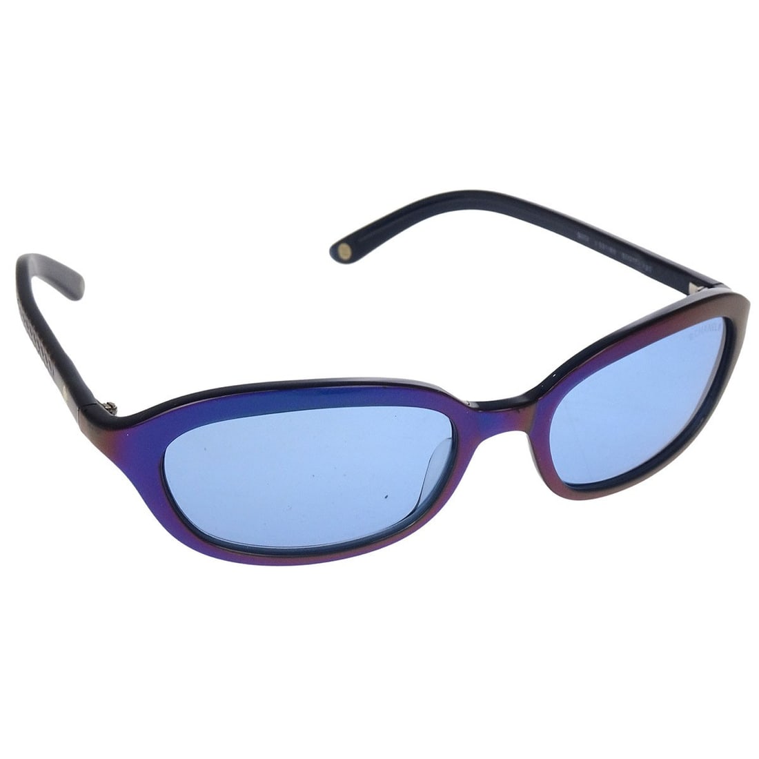 CHANEL Logo Sunglasses Metallic Blue Acrylic 50#17 (1 of 7)