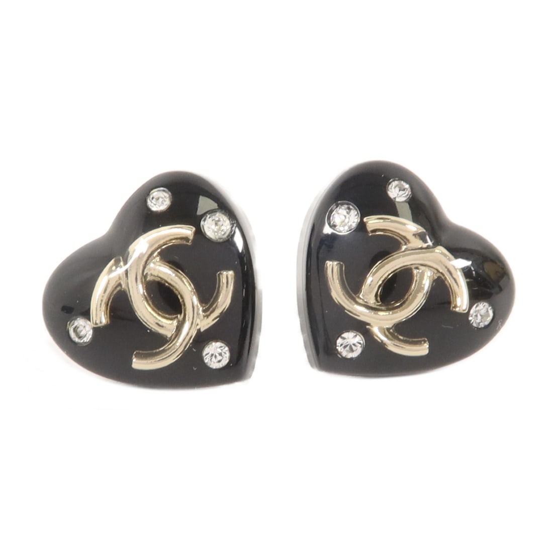 CHANEL CC Black Resin Pierced Earrings: CHANEL CC Black Resin Pierced Earrings CHANEL pierced earrings in black resin with the CC motif. Made in France, this pair is designed for women and features a clean, classic look. Condition is rated 
