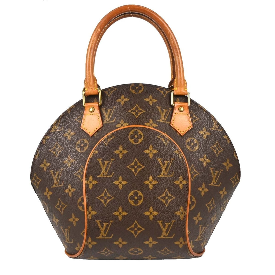 Louis Vuitton Ellipse MM Monogram Canvas Satchel M51126: Louis Vuitton Ellipse MM Monogram Canvas Satchel M51126 Vintage Louis Vuitton Ellipse MM handbag in brown Monogram canvas with leather trim and double handles. This zip-top handbag features an interio
