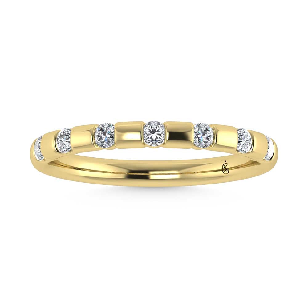 14K Yellow Gold Diamond 1/4 Ct.Tw. Stackable Band: 14K Yellow Gold Diamond 1/4 Ct.Tw. Stackable Band 14k Yellow Gold Stone Color: G-h Stone Clarity: Si Each ring is presented in standard size 6.5. Complimentary resizing is available between sizes 510 
