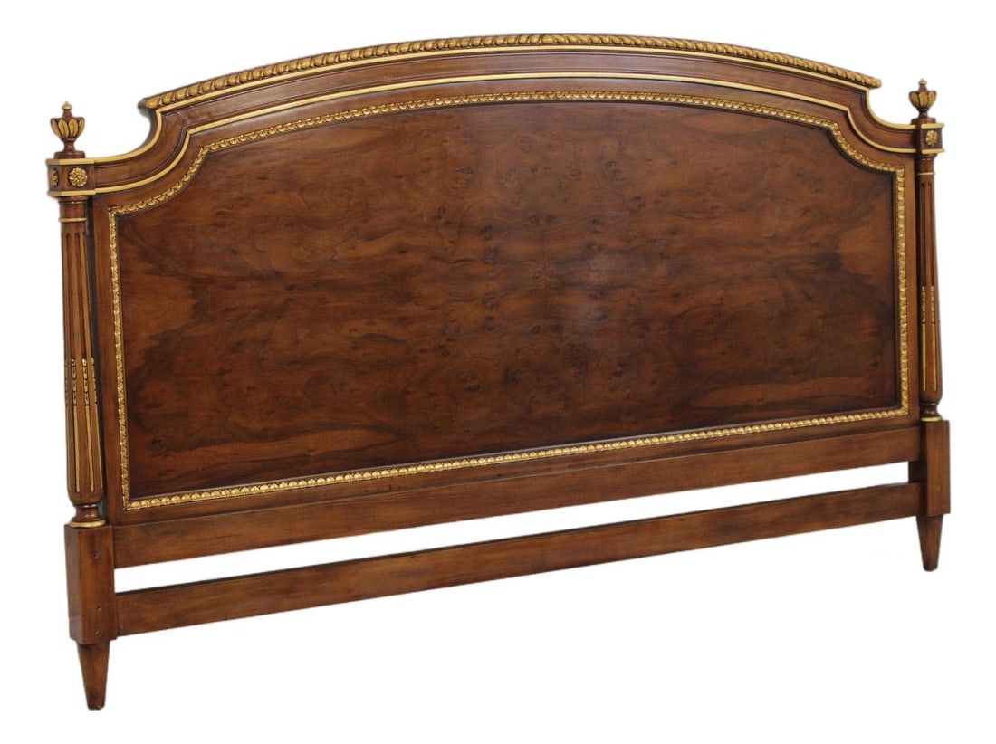 Walnut King Bed Headboard with Gold Gilt Carved Details (1 of 10)