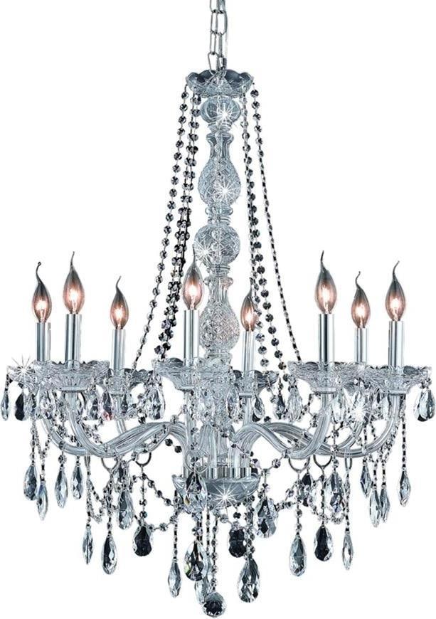 Verona 8-Light Royal-Cut Crystal Bowl Chandelier Chrome: Verona 8-Light Royal-Cut Crystal Bowl Chandelier Chrome This Verona chandelier features a striking Venetian style design with a chrome finish and golden teak smoky royal-cut crystals. The chandelier i