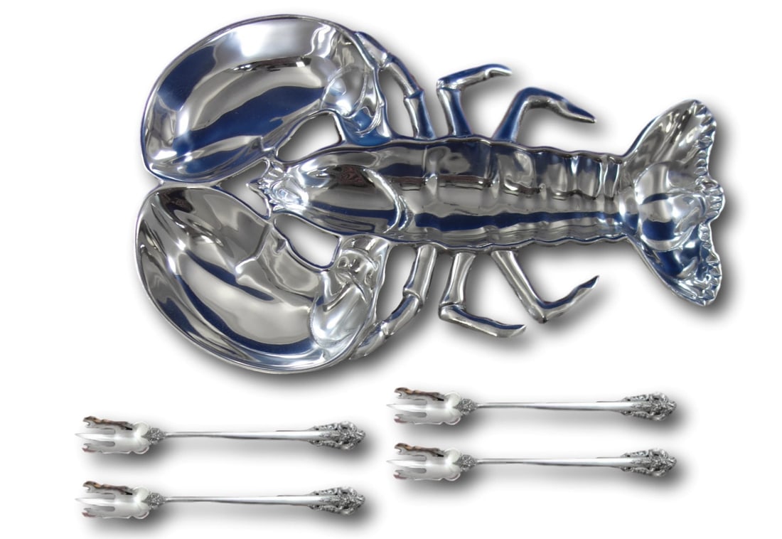 Wallace Grande Baroque Sterling Silver Lobster Seafood Set with Tray (1 of 5)