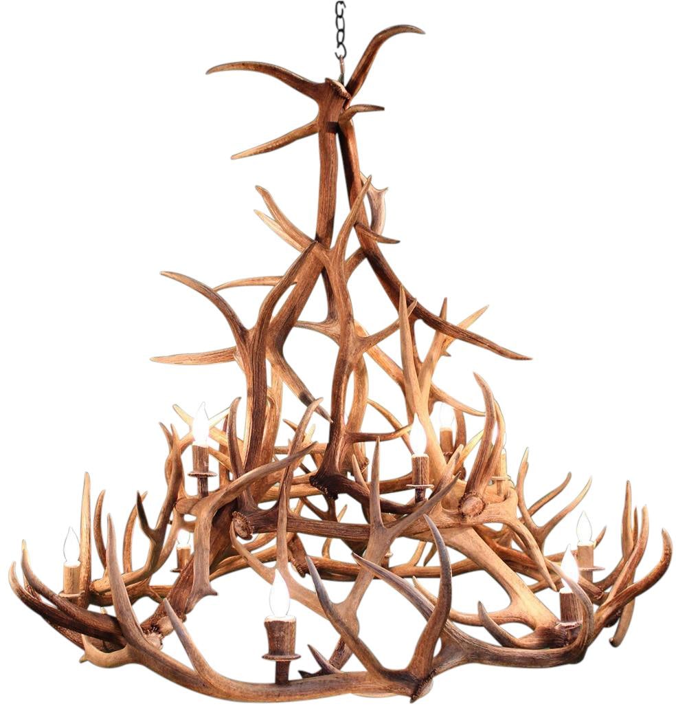 Custom Handmade Elk Antler 12-Light Wagon Wheel Chandelier (1 of 4)