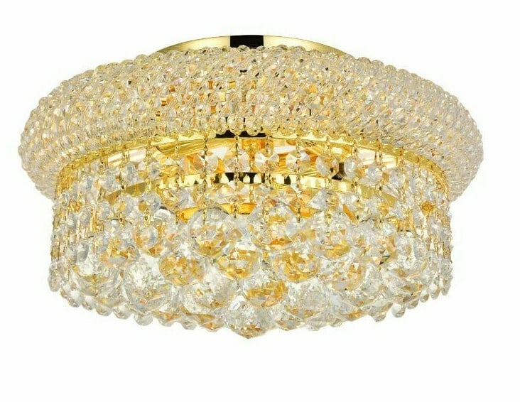 Gold Plated Crystal Glass 4 Light Primo Flush Mount Chandelier 12 Inch (1 of 5)