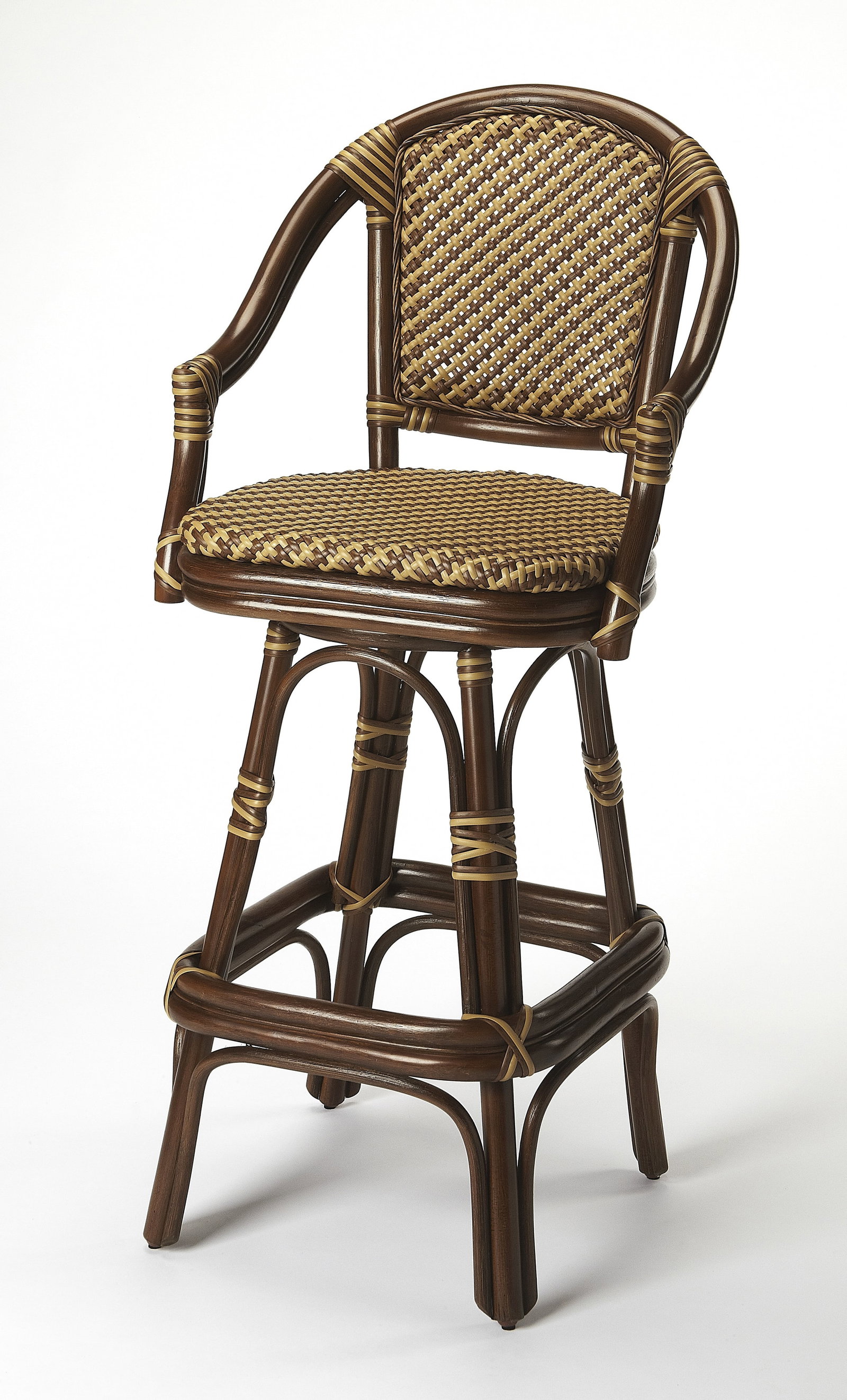 Coastal Style Swivel Rattan Bar Stool by Butler (1 of 4)