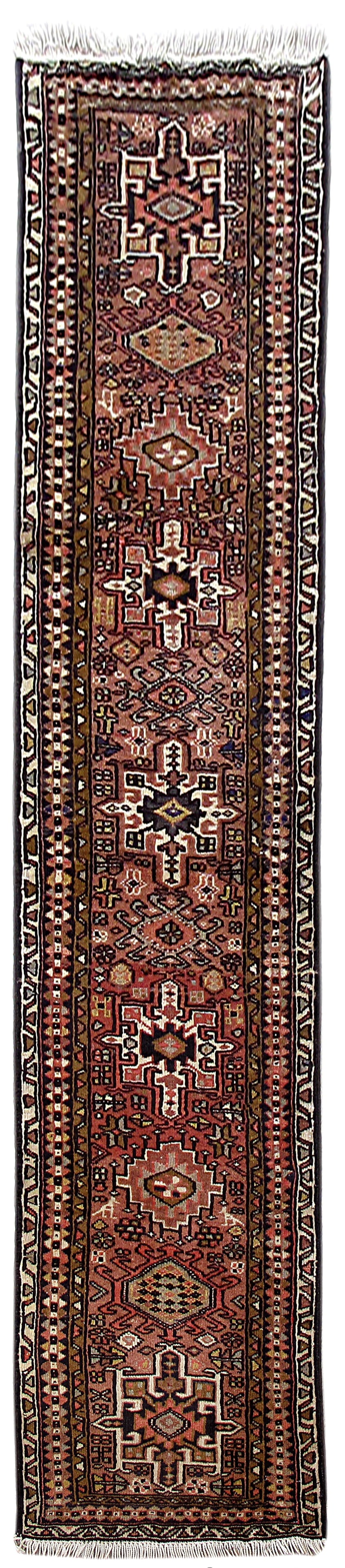 Hand-Knotted 2' x 9'4 Mahogany Brown Persian Karaja Runner Rug (1 of 7)