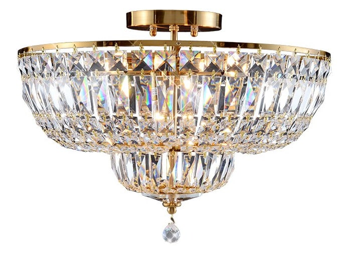 Artistry Vienna 8 Light Gold Plated Crystal Flush Mount Chandelier 20: Artistry Vienna 8 Light Gold Plated Crystal Flush Mount Chandelier 20 This flush mount chandelier from the Vienna Collection features a luxurious 24K gold-plated color frame adorned with high-quality 