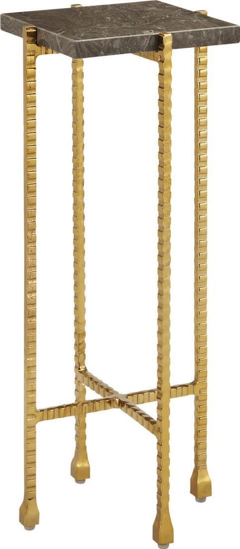 Currey Brass Iron Stone Drinks Table Cappuccino Gold 23.5H (1 of 4)