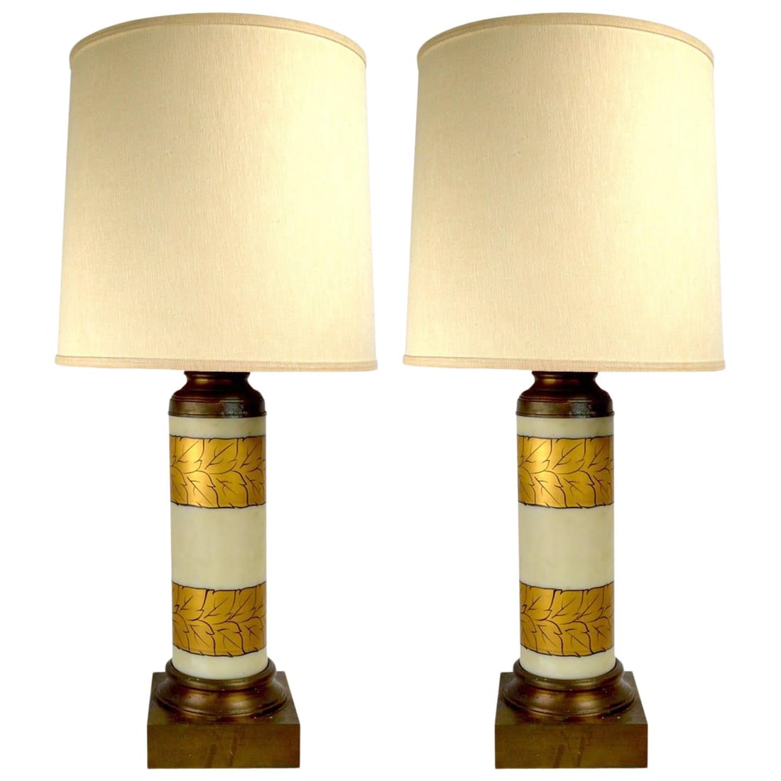 Elegant Gold Decorated Glass Table Lamps Pair 32 inches (1 of 7)