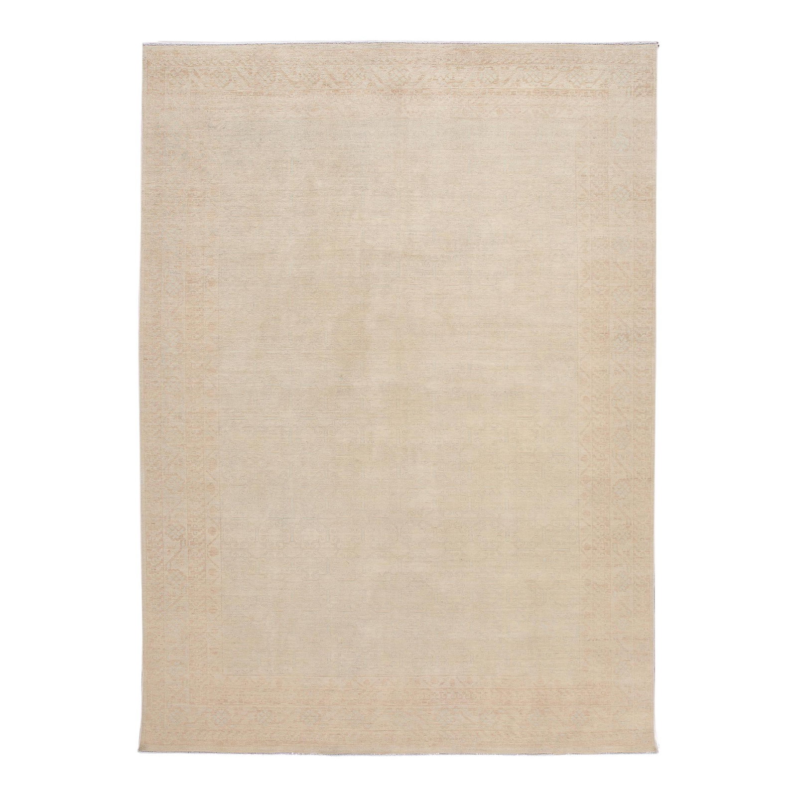 Modern Peshawar Handmade Wool Rug 9'5 x 13'9 Floral Beige: Modern Peshawar Handmade Wool Rug 9'5 x 13'9 Floral Beige Enhance your living space with this exquisite modern Peshawar handmade rug, skillfully crafted in Pakistan. This hand-knotted wool rug feature