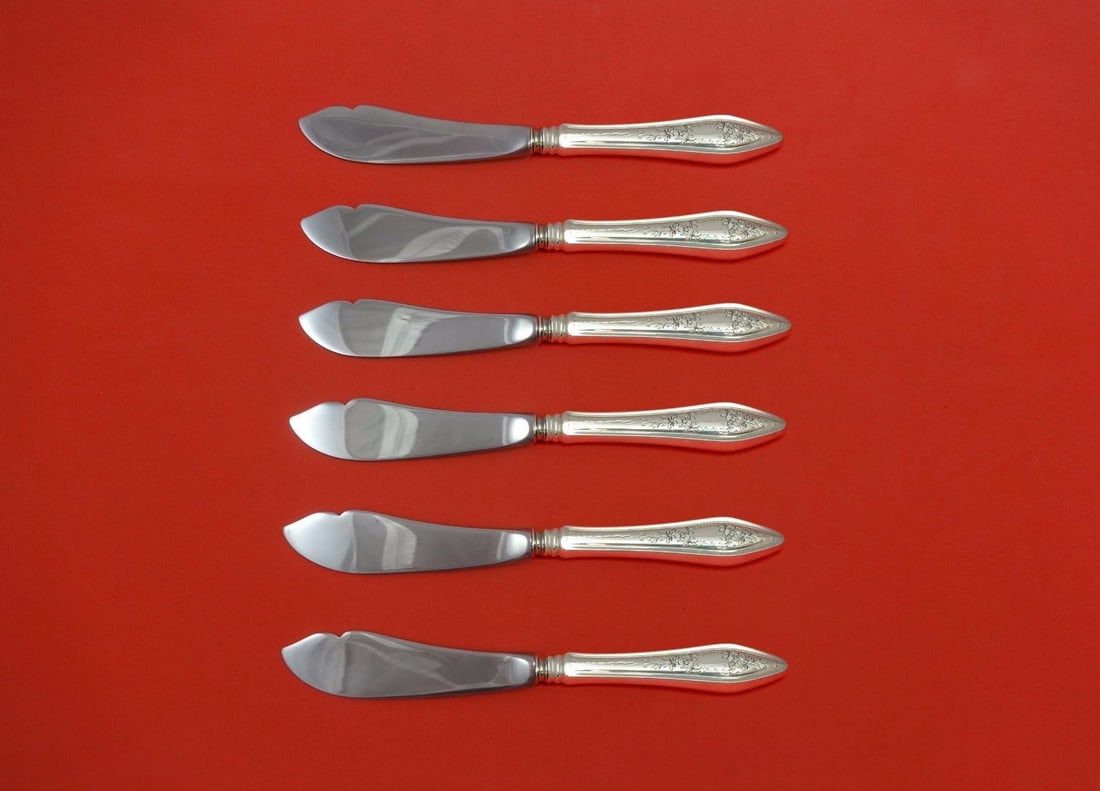 Towle Mary Chilton Engraved Sterling Silver Trout Knife Set 6pc (1 of 1)