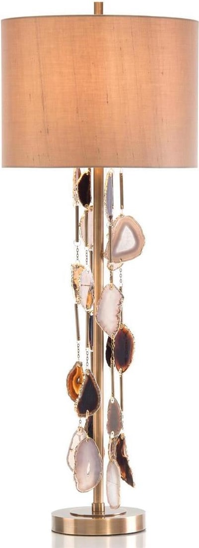 Hollywood Regency Brass Agate Buffet Lamp by John-Richard 36.5 inches: Hollywood Regency Brass Agate Buffet Lamp by John-Richard 36.5 inches Illuminate your space with this stunning brass agate buffet lamp, designed in the Hollywood Regency style. Standing at a height of