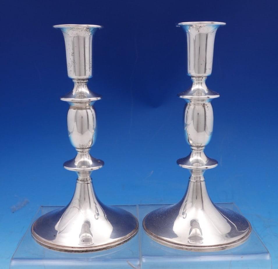 Empire Sterling Silver Weighted Candlesticks Pair 7 x 3 (1 of 3)