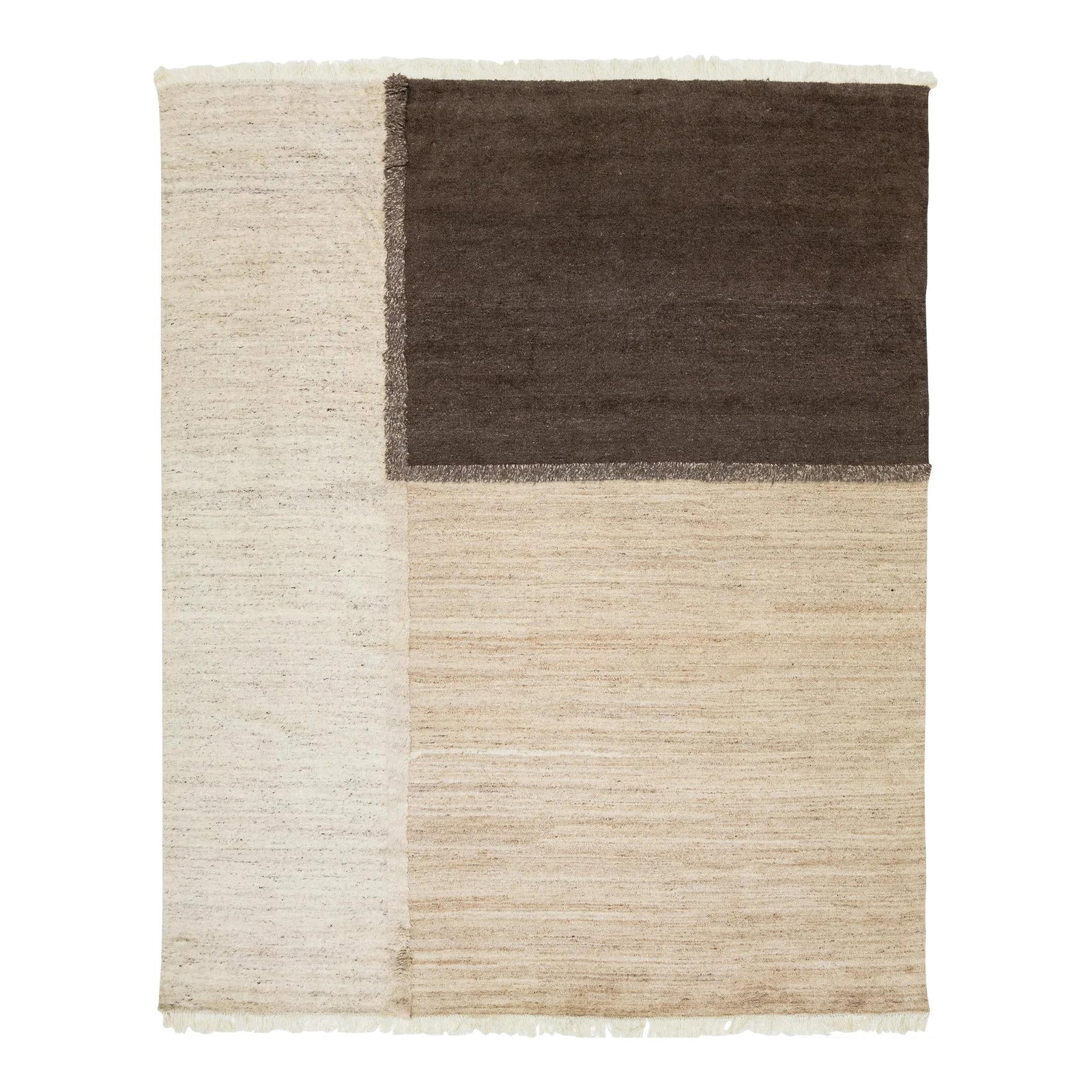 Hand-Knotted Moroccan Wool Rug Beige Brown Geometric 12'2 x 14'10: Hand-Knotted Moroccan Wool Rug Beige Brown Geometric 12'2 x 14'10 Enhance your living space with this exquisite hand-knotted Moroccan wool rug. Featuring a stunning beige field adorned with a brown ge