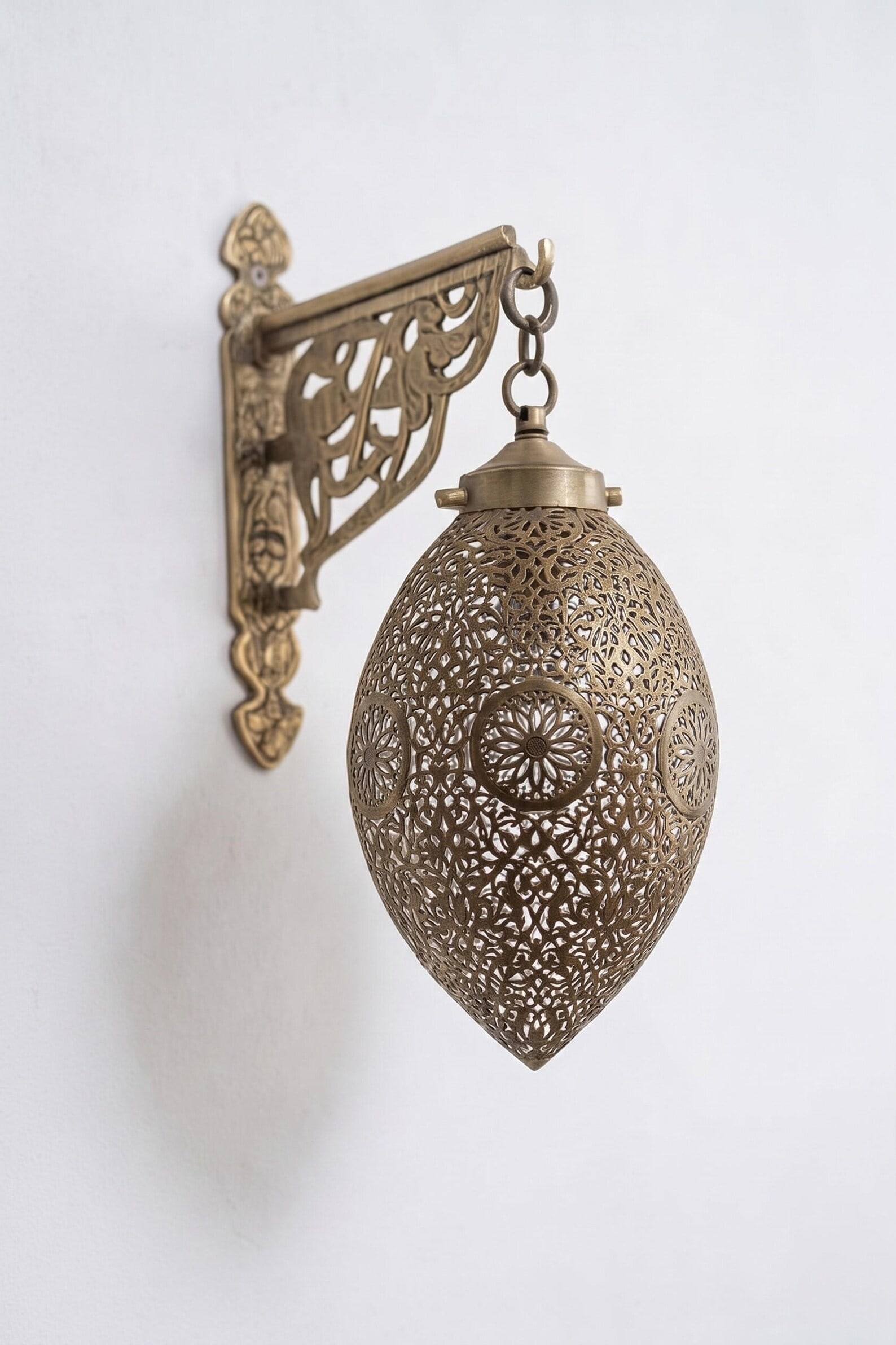 Moroccan Brass Teardrop Wall Lantern Sconce 16 inch (1 of 4)