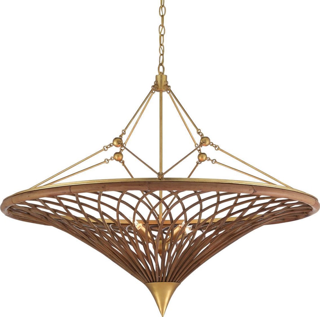 Currey Gaborone Chandelier Contemporary Gold Leaf Bowl 4 Bulb (1 of 4)