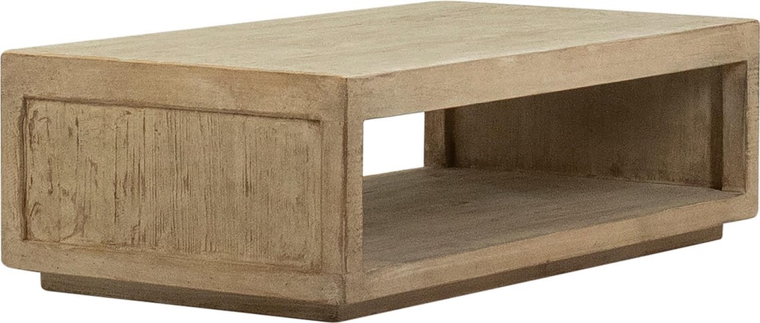 Viera Reclaimed Pine Coffee Table Natural Warm Wash Finish: Viera Reclaimed Pine Coffee Table Natural Warm Wash Finish Introducing the Viera Coffee Table, a beautifully crafted piece made from reclaimed pine wood, showcasing a natural warm wash sealed finish. 
