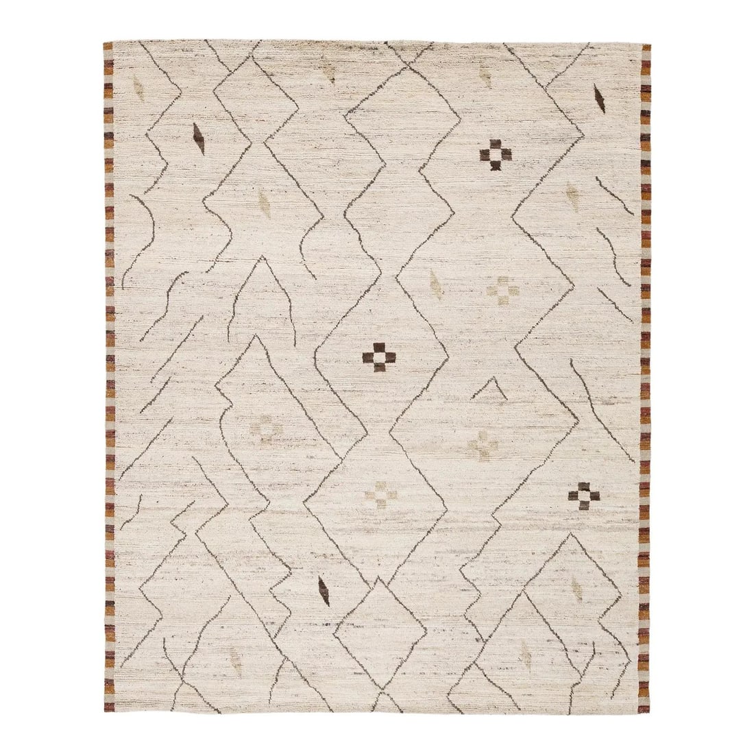 7'9" x 9'9" Cream Wool Moroccan Style Rug with Geometric Tribal Motifs (1 of 10)