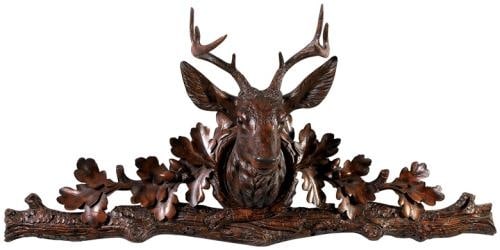 Aspen Rustic Stag Head Wall Pediment Lodge Style Oxblood Red: Aspen Rustic Stag Head Wall Pediment Lodge Style Oxblood Red This item is made at time of order. Please allow 42 to 70 days for production. Introducing the Aspen Rustic Stag Head Wall Pediment, a stun
