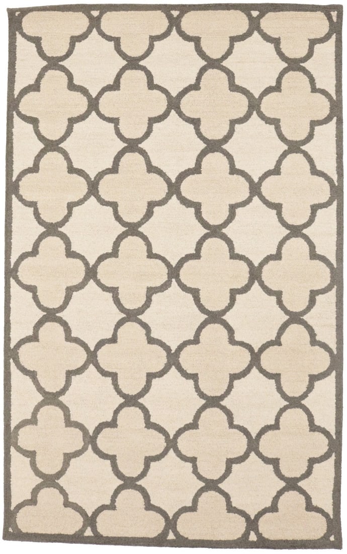 Hand-Tufted Wool Trellis Area Rug 5x8 Modern Multicolor Design: Hand-Tufted Wool Trellis Area Rug 5x8 Modern Multicolor Design This contemporary area rug features a hand-tufted trellis pattern in cream and pastel brown, crafted from wool for a soft and durable fin
