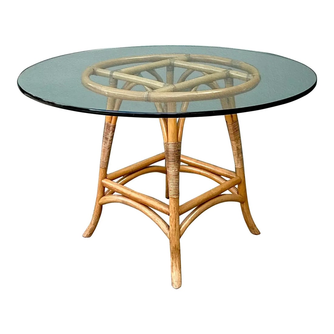 54 Inch Glass Top Rattan Dining Table (1 of 10)