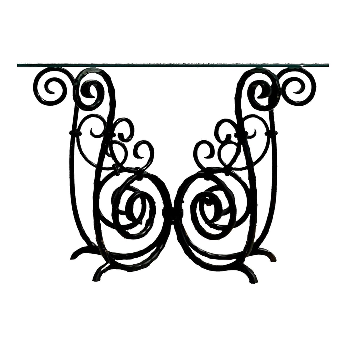 Elegant Vintage Scroll Wrought Iron Console Table Black: Elegant Vintage Scroll Wrought Iron Console Table Black Enhance your entryway or living space with the Vintage Scroll Wrought Iron Console Table. This stunning piece features intricate scrollwork and 