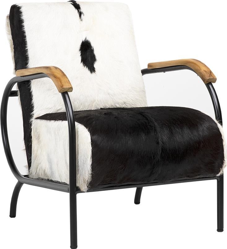 Ebony Goat Hide Chair with Iron Frame and Teakwood Armrests (1 of 1)