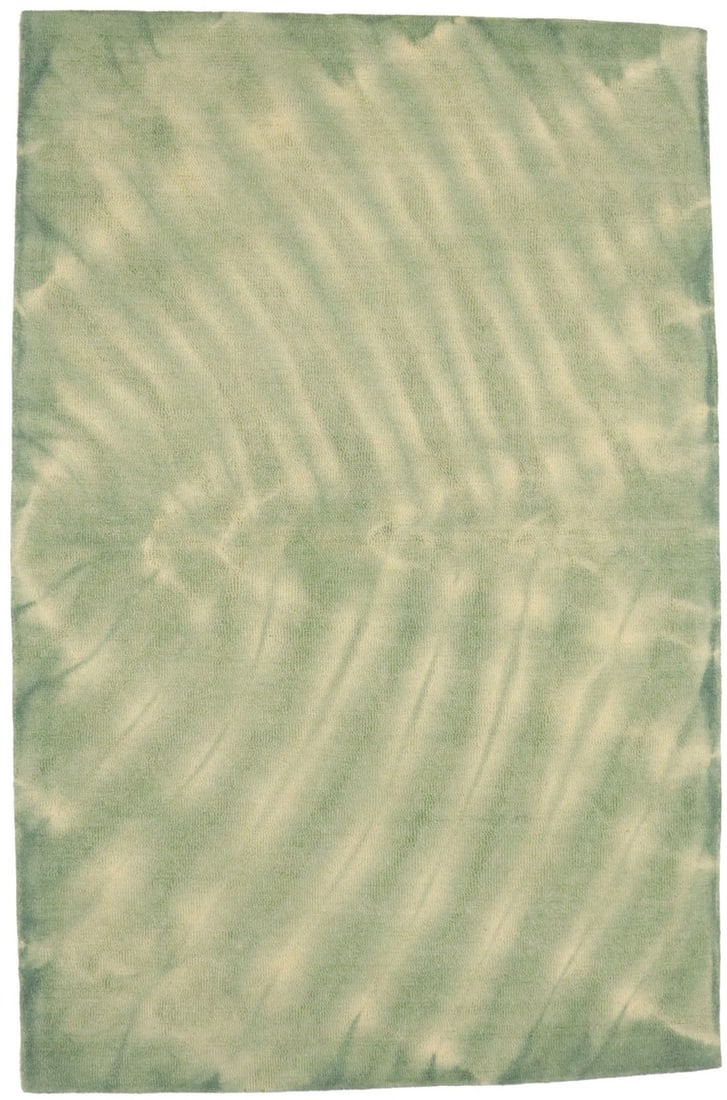 Hand-Tufted Green Wool Rug 5x8 Modern Geometric Area Carpet: Hand-Tufted Green Wool Rug 5x8 Modern Geometric Area Carpet This contemporary area rug features a green tie-dye design and a modern geometric pattern. Hand-tufted from wool, it offers a high pile heig