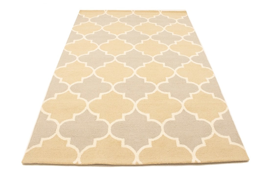 Modern Hand-Tufted Wool Area Rug 5x8 Multicolor Trellis Pattern (1 of 14)
