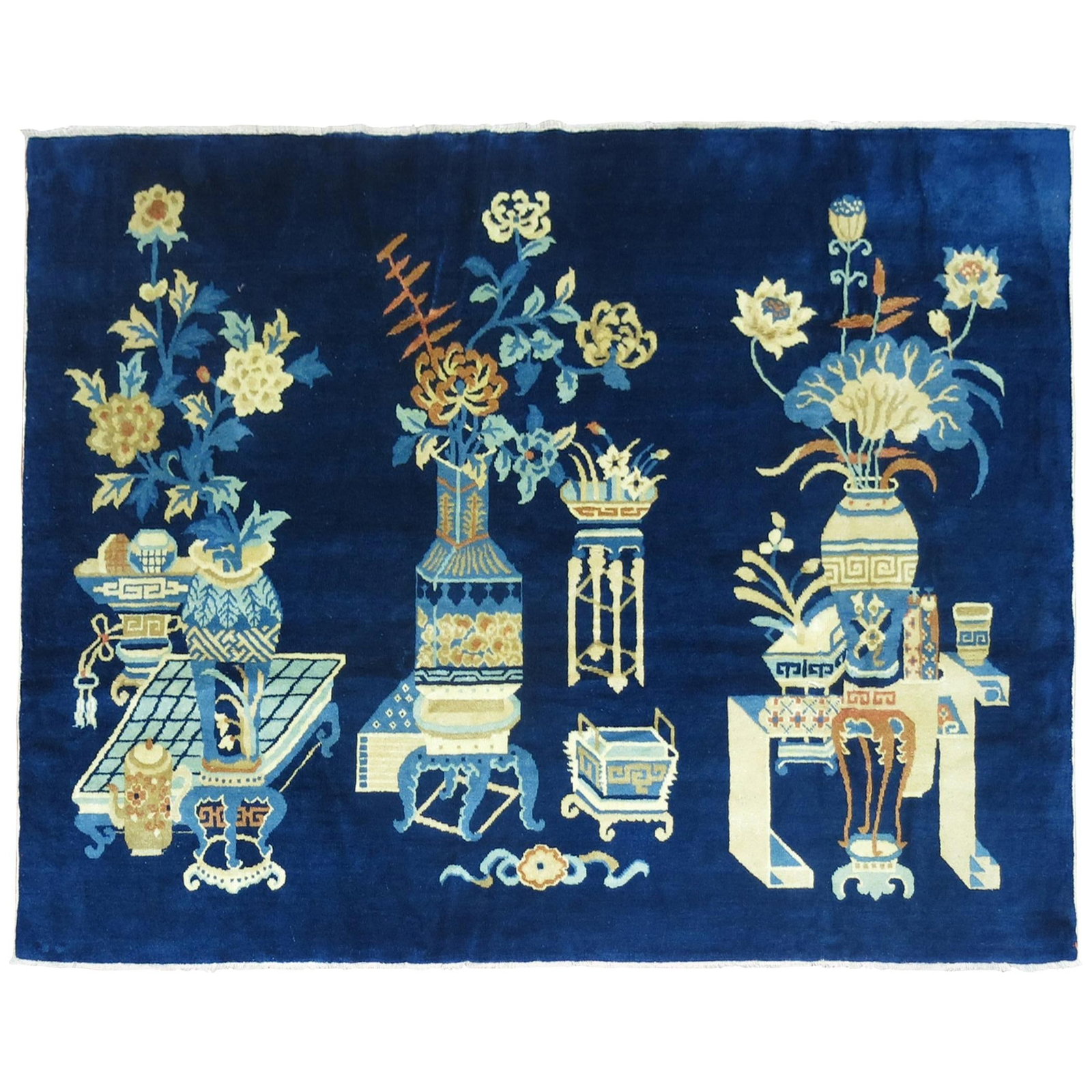 Early 20th Century Chinese Wool Pictographic Rug 59 x 84 in (1 of 5)