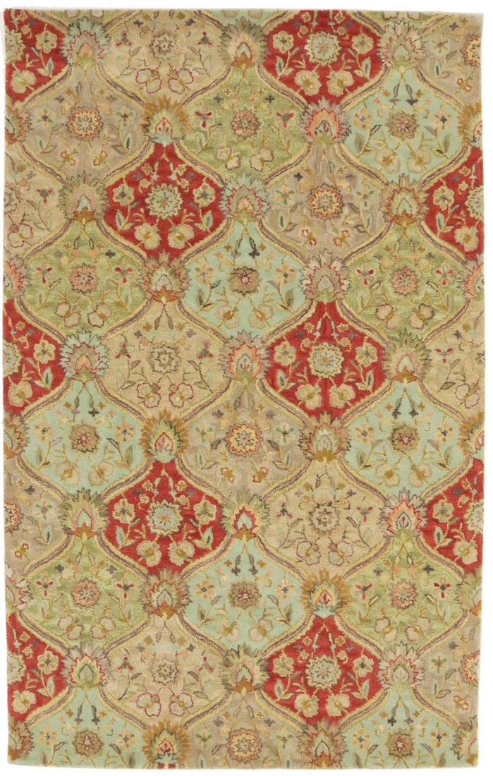 Hand-Tufted Multicolored Floral 5x8 Modern Wool Rug: Hand-Tufted Multicolored Floral 5x8 Modern Wool Rug Enhance your living space with this stunning multicolored floral design area rug, expertly hand-tufted from high-quality wool. Measuring 5'0" x 8'0"