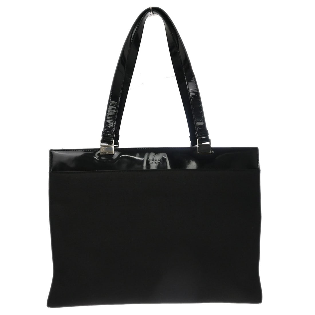 Vintage Gucci Large Black Canvas Leather Tote Bag Italy: Vintage Gucci Large Black Canvas Leather Tote Bag Italy Vintage Gucci tote handbag in black canvas and leather with double handles and a large, structured silhouette. The bag features a canvas lining,