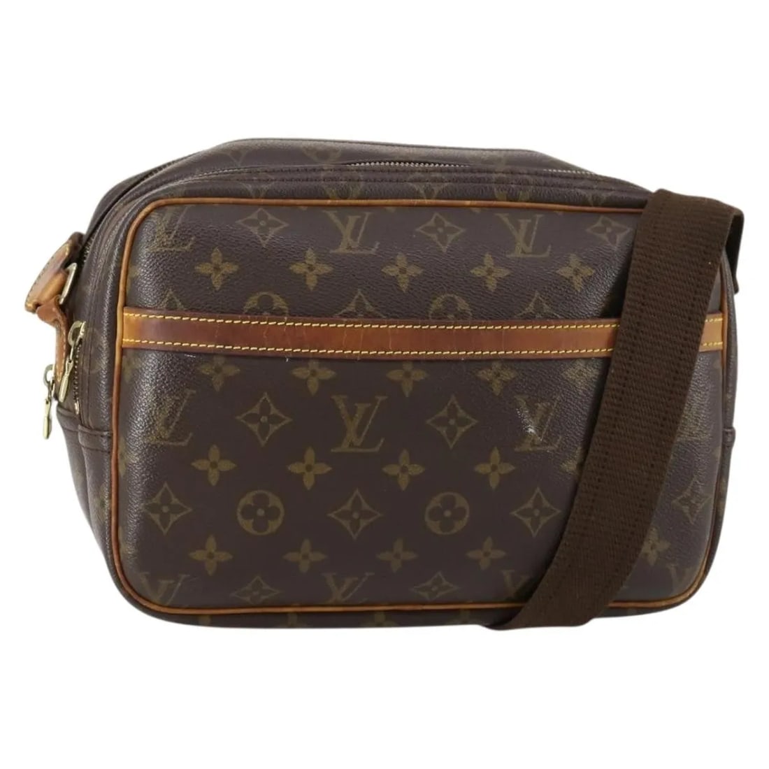 Louis Vuitton Monogram Canvas Shoulder Bag Reporter 28cm: Louis Vuitton Monogram Canvas Shoulder Bag Reporter 28cm This Louis Vuitton Reporter Bag in brown monogram canvas is designed for women. It features a compact silhouette with dimensions of 28cm x 21cm