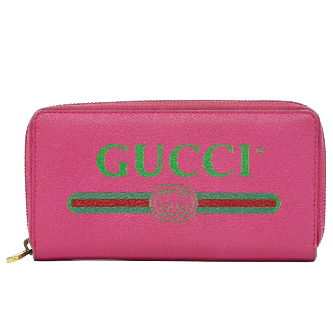 Gucci Vintage Logo Zip Around Leather Wallet Pink: Gucci Vintage Logo Zip Around Leather Wallet Pink Gucci Vintage Logo Zip Around wallet in pink leather. This piece shows good overall condition with signs of use, including minor wear to the exterior 