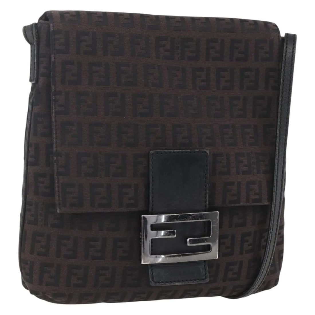 Fendi Vintage Flap Brown Zucchino Canvas Shoulder Bag: Fendi Vintage Flap Brown Zucchino Canvas Shoulder Bag This Fendi Vintage Flap Crossbody Bag features the iconic Zucchino canvas in brown and is designed for women. The pre-owned bag shows signs of wea