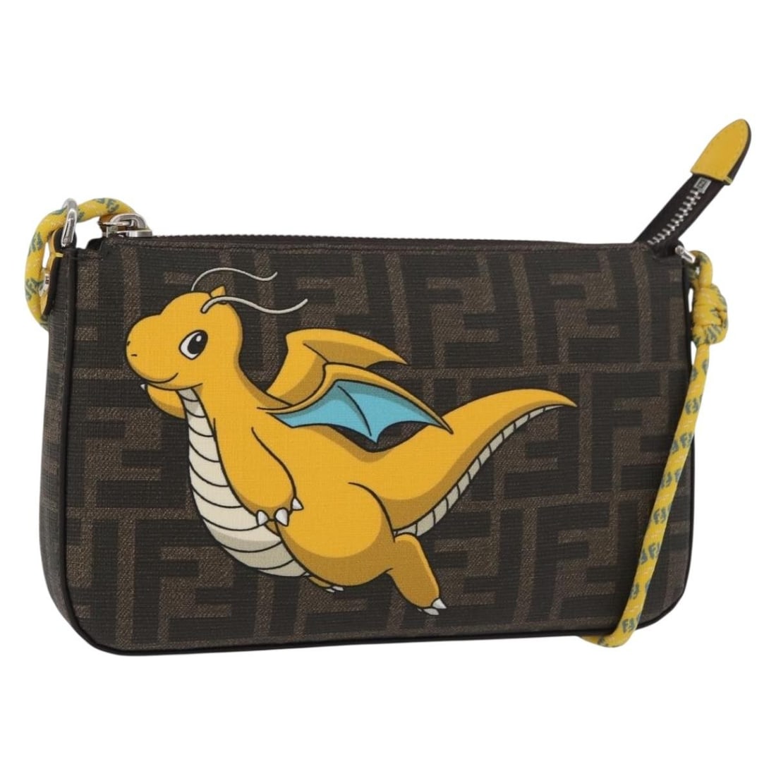 FENDI FRGMT Pokemon Dragonfly Shoulder Bag Zucca Canvas Black Brown: FENDI FRGMT Pokemon Dragonfly Shoulder Bag Zucca Canvas Black Brown FENDI x FRGMT x POKEMON shoulder bag in black and brown Zucca canvas. Made in Italy, this compact bag includes a dust bag and item b