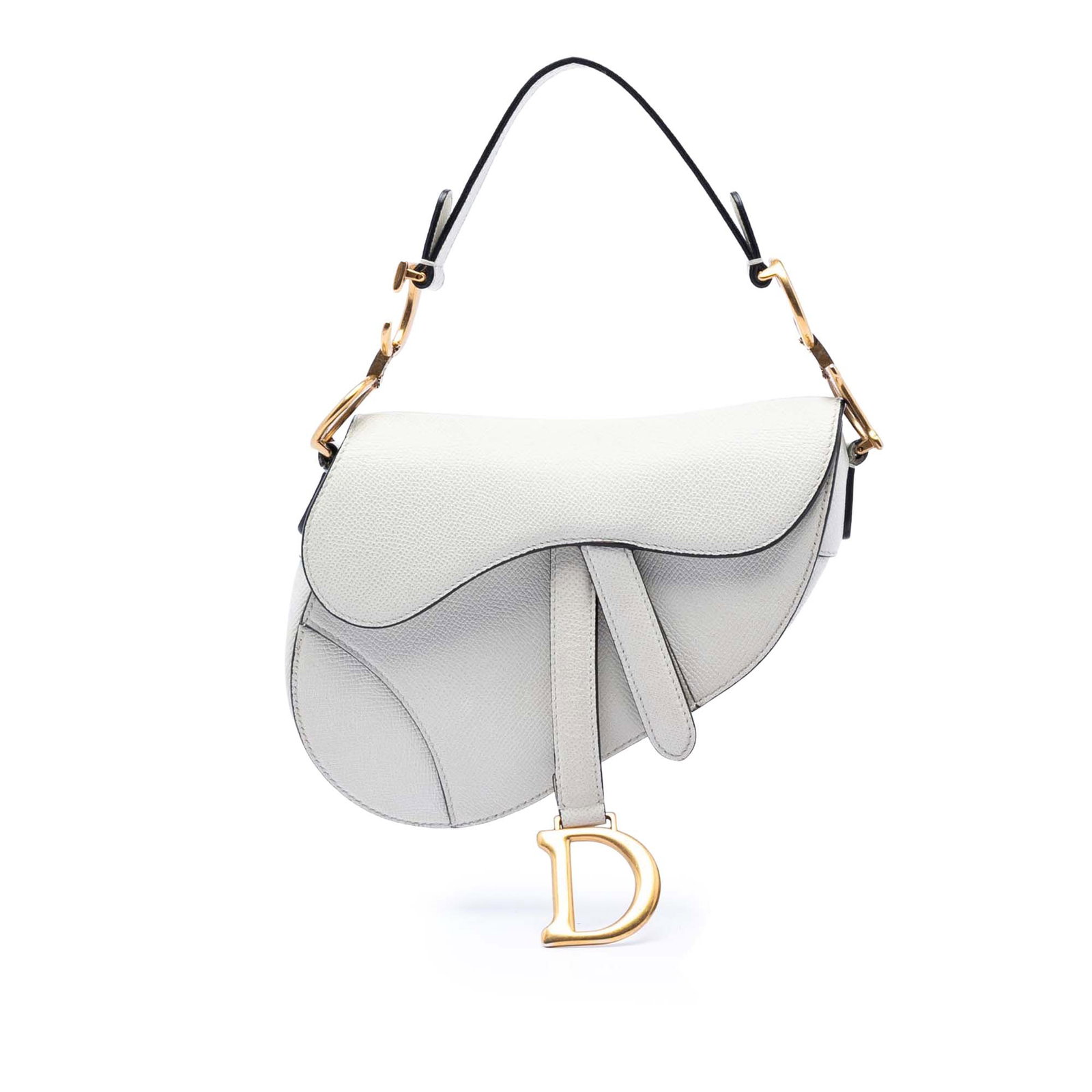 White Dior Saddle Mini Bag in Grained Calfskin Leather (1 of 8)
