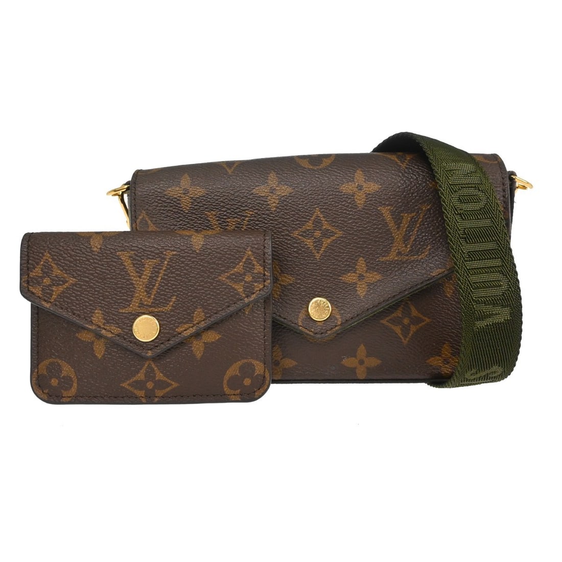 Louis Vuitton Felicie Monogram Canvas Crossbody Bag M80091: Louis Vuitton Felicie Monogram Canvas Crossbody Bag M80091 Louis Vuitton Felicie shoulder bag in brown monogram canvas and leather with a button closure, adjustable crossbody strap, and interior card 