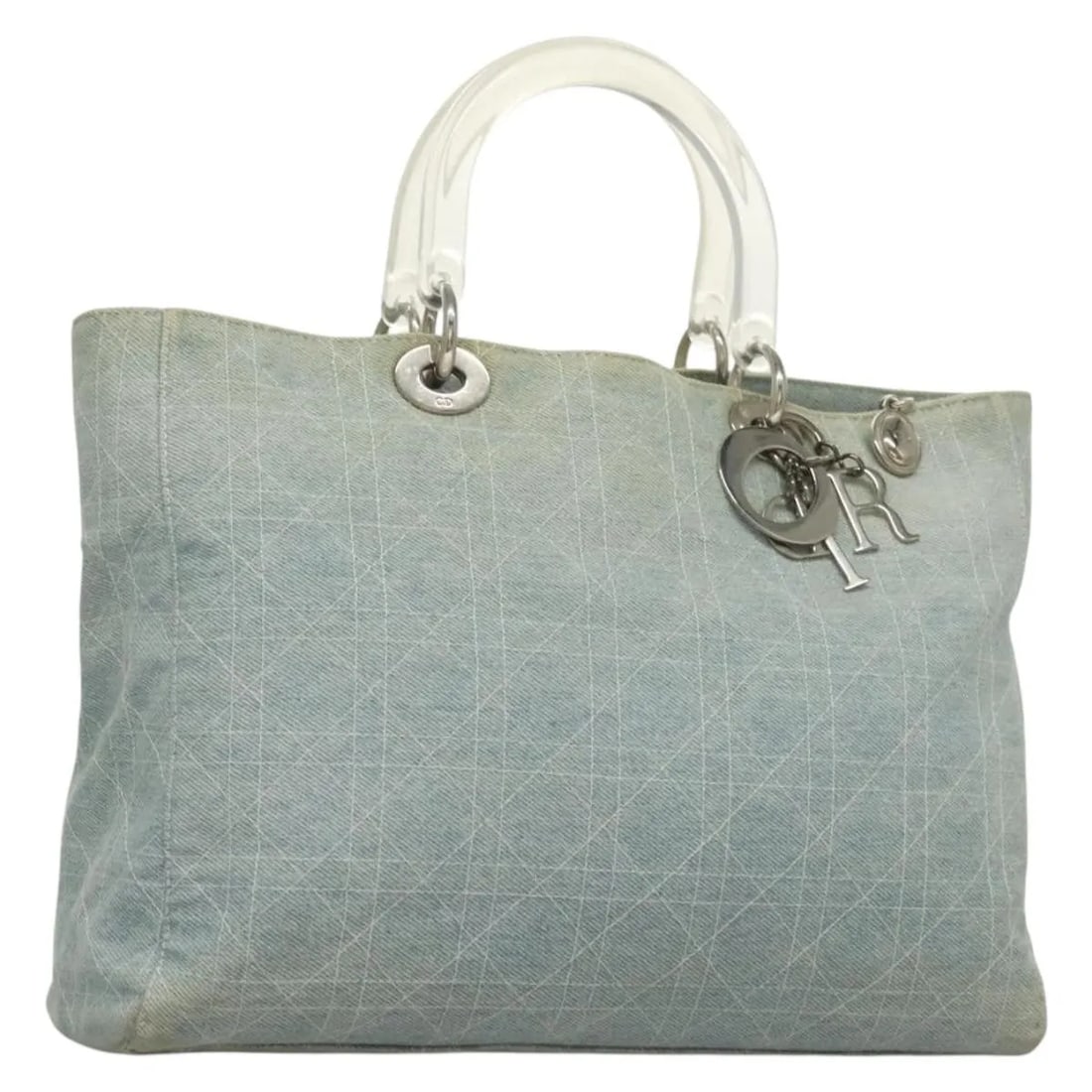 Vintage Lady Dior Blue Cannage Quilted Canvas Handbag by Christian Dior: Vintage Lady Dior Blue Cannage Quilted Canvas Handbag by Christian Dior This vintage Lady Dior bag by Christian Dior features the iconic Cannage quilted design in blue canvas. Designed for women, it o