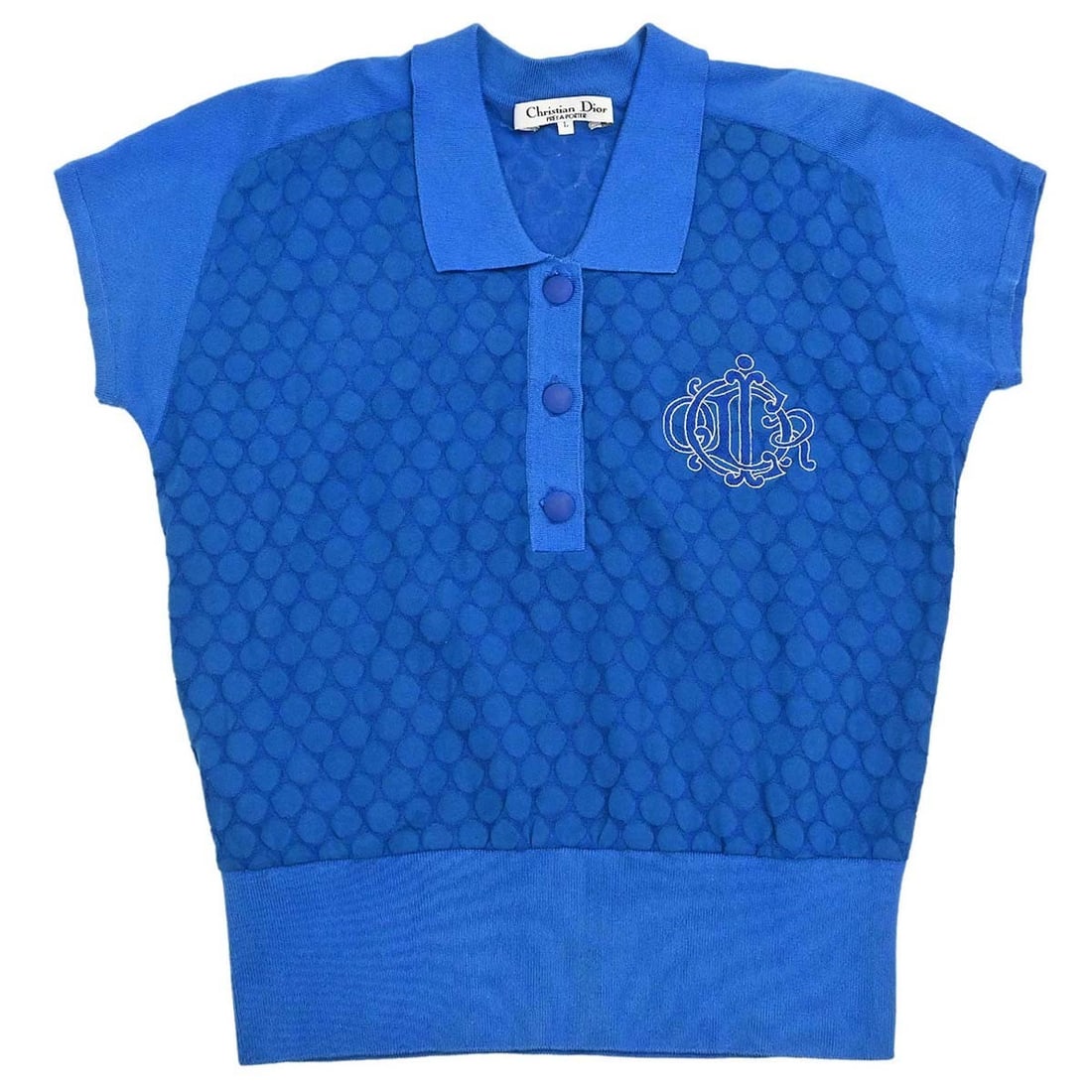 Dior Blue Cotton Blend Womens Polo Shirt Size L O66OKW02 (1 of 15)