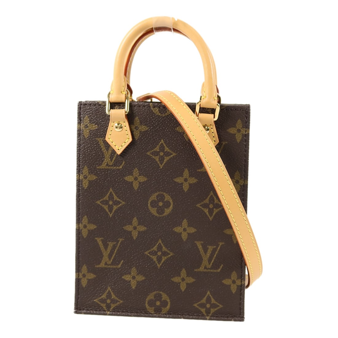 Louis Vuitton Petit Sac Plat 2way Shoulder Bag Monogram Brown: Louis Vuitton Petit Sac Plat 2way Shoulder Bag Monogram Brown Louis Vuitton Petit Sac Plat 2-way shoulder bag in brown Monogram coated canvas. This women's bag is made in France and features a compact