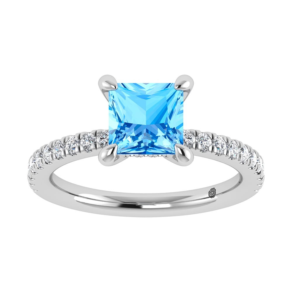 14K White Gold Lab Grown Diamond 2 3/8 Ct.Tw. Hidden Halo Engagement Ring (2ct Blue Center): 14K White Gold Lab Grown Diamond 2 3/8 Ct.Tw. Hidden Halo Engagement Ring (2ct Blue Center) 14k White Gold Stone Color: D-f Stone Clarity: Vs Each ring is presented in standard size 6.5. Complimentary