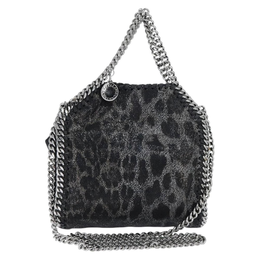Stella MacCartney Chain Falabella Shoulder Bag Black Silver Polyester Auth 391698 (1 of 18)