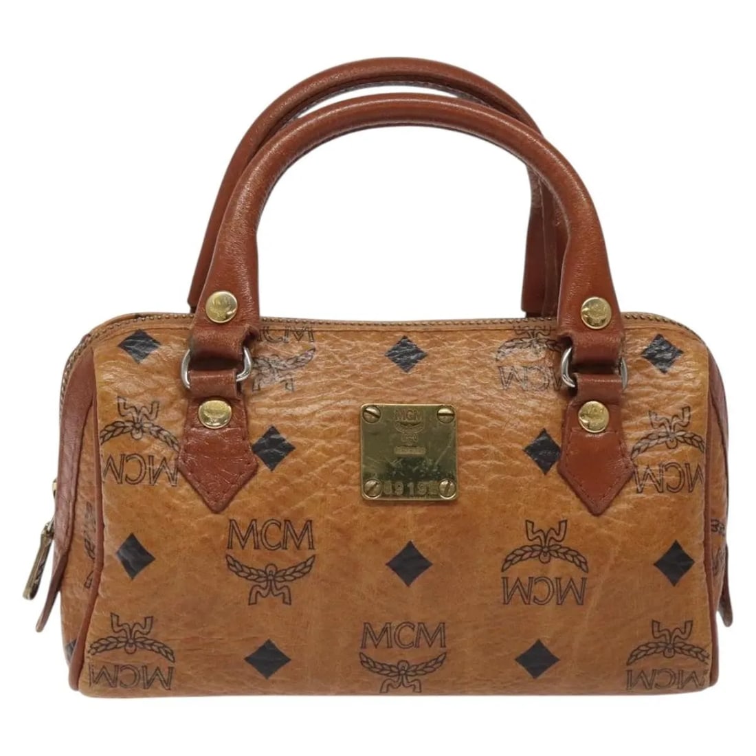 MCM Visetos logogramme brown leather shoulder bag (1 of 18)