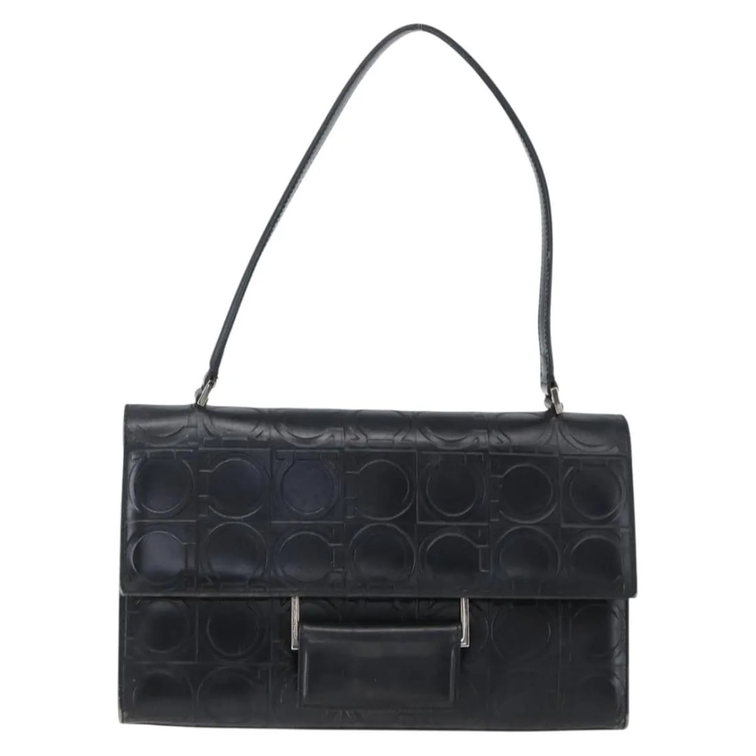 Black Leather Handbag Salvatore Ferragamo Gancini Italy (1 of 18)