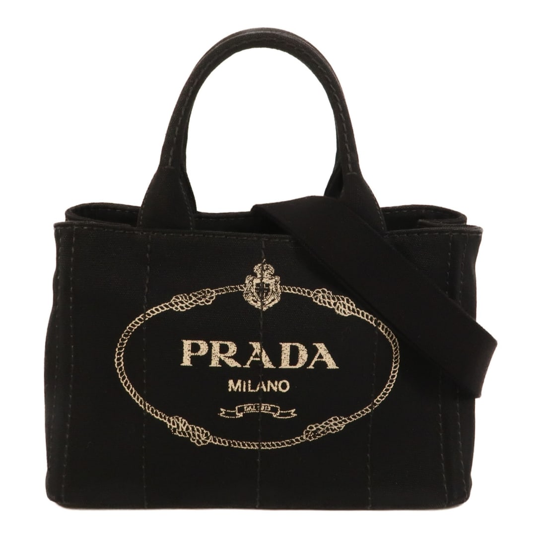 Prada Canapa Black Canvas 2Way Shoulder Bag GHW (1 of 17)