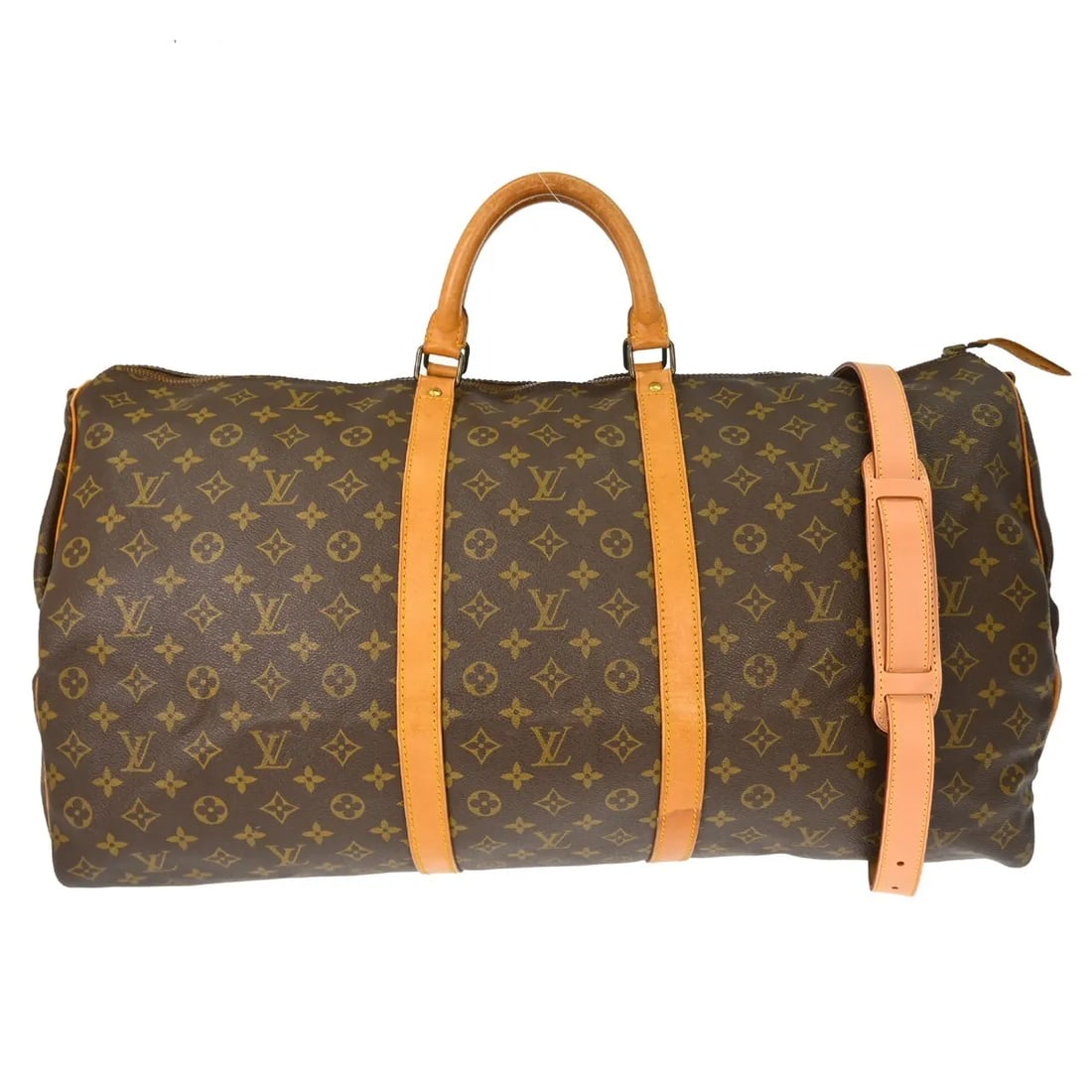 Louis Vuitton Keepall Bandouliere Monogram Canvas Travel Bag: Louis Vuitton Keepall Bandouliere Monogram Canvas Travel Bag Louis Vuitton Keepall Bandouliere in brown monogram canvas. This unisex travel bag is in good condition with visible wear, including scuffs