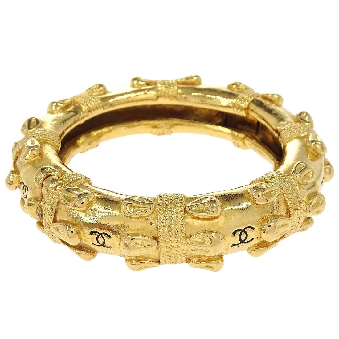 CHANEL Gold Plated Bangle Bracelet (1 of 4)